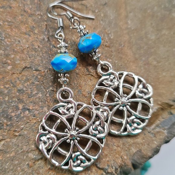 Celtic Dangle Earrings Sterling Silver - Picture 1 of 7